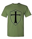 TEMPLAR SHIELD christian knight order - Mens Cotton T-Shirt, L, Military