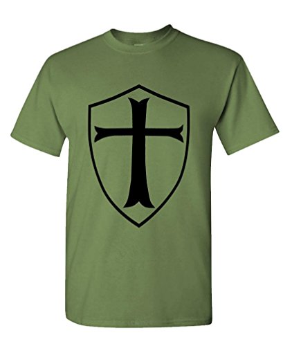 TEMPLAR SHIELD christian knight order - Mens Cotton T-Shirt, L, Military
