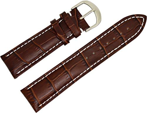 MODEBESO(TM) Dark Brown Color 20mm Croco Genuine Calf Leather Wristwatch Watch Band For Men WB-008