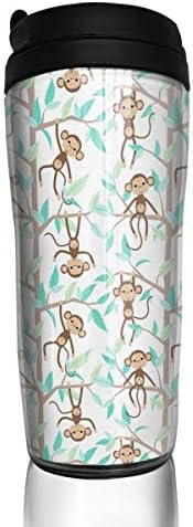 YILISA Travel Coffee Mug Monkey Tree 12 Oz Spill Proof Flip Lid Water Bottle Environmental Protection Material ABS
