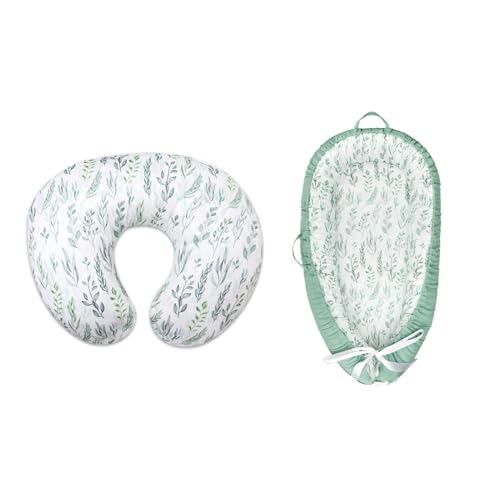 Nursing Pillow Cover, Baby Lounger Cover, Removable Cover for Breastfeeding Pillows, Baby Nest Replacement Cover for Girls Boys, Green Leaf (Cover Only)