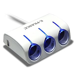 E-PRANCE 3連シガーソケット分配器 EP-1512 12V/24V車対応 ホワイト色 [並行輸入品]