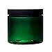 16 oz Green PET Plastic Refillable Jar with Black Smooth Lids (6 pack)