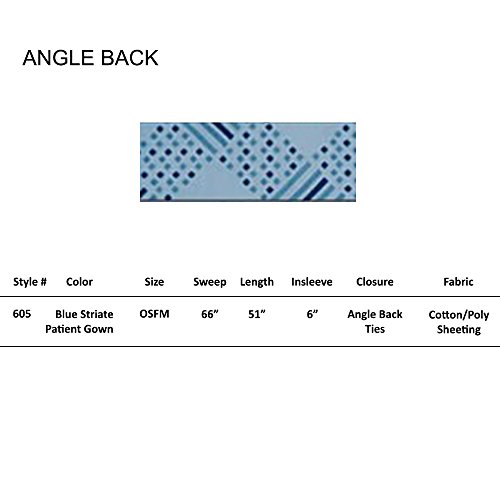 Personal Touch Unisex Blue Striate Angle Back Overlap Premium Patient Hospital Gown (Pack of 4)