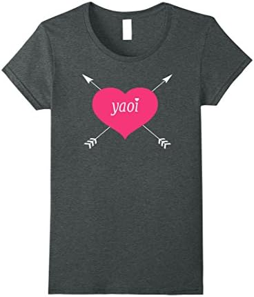 Womens Cute Yaoi Heart Anime Manga Fan T-shirt XL Dark Heather