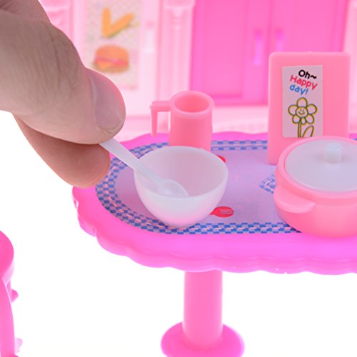 DINGJIN 26 Pcs Creative Kitchen Dinner Tables Cupboard Sink Furniture Accessory for Barbies Doll(the Doll are not Included)