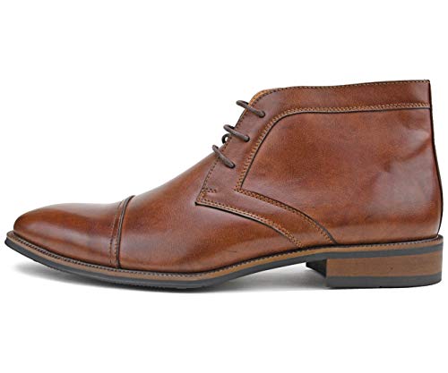 Amali Mens Smooth Cap Toe Oxford Lace-Up Ankle Boot Dress Shoes, Style Berino