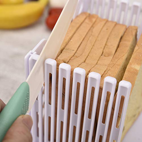 Bread Slicers for Homemade Bread,Bread Slicer,Bagel Slicer,Simple,Easy to Clean,Safe Materials,Mold,Handy,Bread Slicer Guide,White - Thumbnail 5