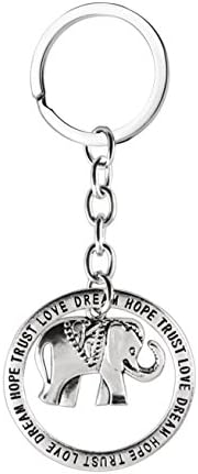 Friend Party Fashion Jewelry Gift Round Trust Love Hope Dream Pendant Key Chain with Elephant Gift Bag Included (Elephant)