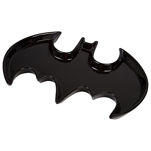 Batman-Ceramic-Serving-Tray-Platter-DC-Justice-League-Bat-Symbol-Design-Dishwasher-and-Microwave-Safe-Black-14-x-10