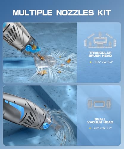 Pool Vacuum for Above Ground Pool & Inground Pools, (2026 Upgraded) 26.5 GPM High-Powerful Pebbles Suction, V3 IPX8 Cordless Handheld Rechargeable Cleaner 2 Vacuum Heads & 4 Filter Bags, 1H Runtime