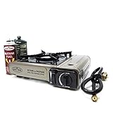 Gas ONE New GS-3400P Dual Fuel Portable Propane & Butane Camping and Backpacking Gas Stove Burner with Carrying Case (Gold)