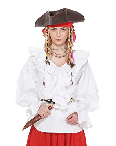 Pirate Renaissance Medieval Wench Womens Costume Helen Ramsay Blouse [White]