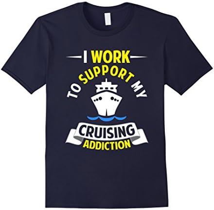 Men's Funny My Cruising Addiction T-shirt Cruise Ship Vacation Large Navy