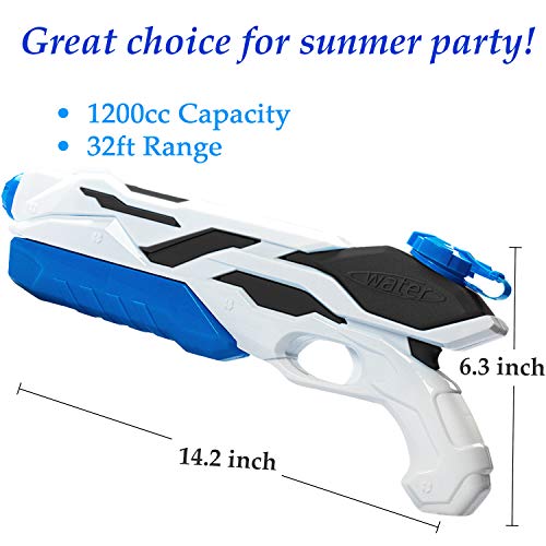 SAOCOOL Super Water Guns for Kids, Water Blaster High Capacity 1200CC Squirt Gun 32ft Water Soaker Blaster Squirt Toy Swimming Pool Beach Sand Water Fighting Toy (Black)