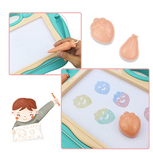 Magnetic Drawing Board Toy 12.9x9.8in Doodles Sketch Erasable Writing Pad Drawing Tablet Toys with 4 Removable Legs for 3+ Kids Toddler Boys Girls Birthday Gift (12.9x9.8- Fruit)