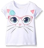 Kidtopia Girls' Top with Glitter Screen and Applique Kitten