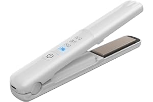 LYFDUW Cordless Hair Straightener and Curler 2 in 1, Pure Titanium Portable Mini Flat Iron, Dual Voltage,Heats Up in Seconds,4 Adjustable Temp,Travel Size Preferred Gifts (White)