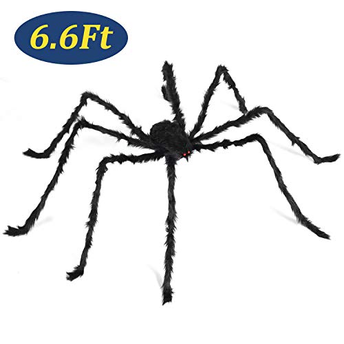 6.6 Ft Halloween Decorations Giant Spider,Scary Hairy Large Spider Props for Halloween Outdoor Yard  - //coolthings.us
