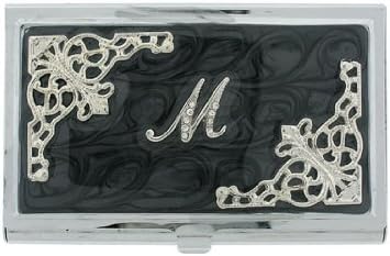 VGS FashionsBusiness Card Holders ~ Black M Initials with Crystals Business Card Holder