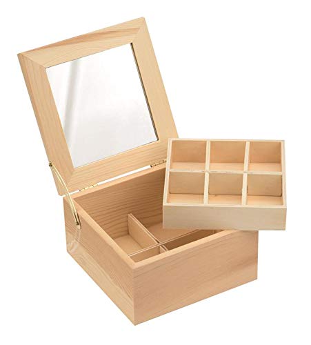 Wooden Jewellery Box 13.5 x 12.8 x 7.5 cm Pine
