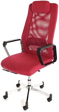 TimeOffice High Back Mesh Task Chair With Headrest &amp; Armrest, Ergonomic Executive Swivel Recliner Chair - Lumbar Support &amp; Airgrid Red Chair