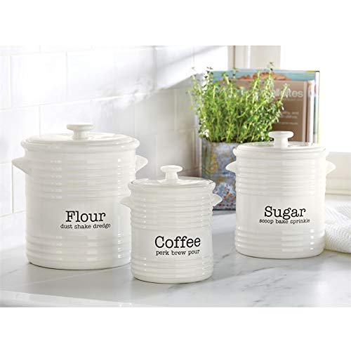 Mud Pie 4931007 Ribbed Canister Set of 3, White Pricepulse