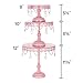 Sophia Cake Stand Set of 3, Round Metal Plate Dessert Cupcake Pedestal Wedding Party Display with Glass Crystals (Pink)