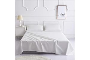 Microfiber Bedding Flat Sheet, Ultra Soft and Wrinkle, Fade, Stain Resistant Top Sheet (White, Flat Top Sheet (Twin))