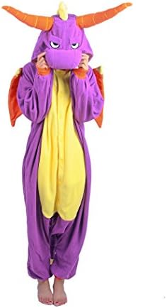 Halloween Unisex-Adult Onesie Anime Valentine Purple Dragon Pajamas L