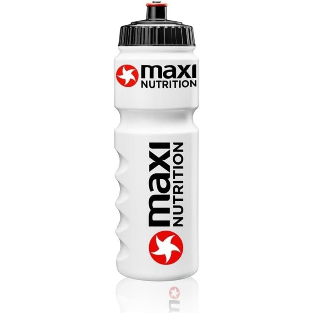 Maximuscle Maxi Nutrition | Durable Bio-Based Sports Bottle for Working Out, Fitness, Hiking, Outdoor Sports| Pro-Athletes Reusable Water Bottle - White, 750ml,package may vary