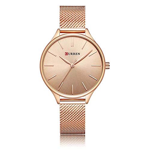 Curren 9024 - Reloj de cuarzo para mujer, analógico, ultrafino, de acero inoxidable, de acero inoxidable, simple, casual, impermeable, para mujer
