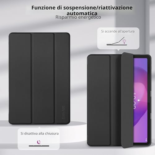 EasyAcc Custodia Cover Compatibile con Lenovo Idea Tab 11 Pollici Tablet 2025 con portapenne TB-336ZU TB-336FU, Ultra Sottile con Funzione Stand Slim PU Pelle Protettiva (Nero)