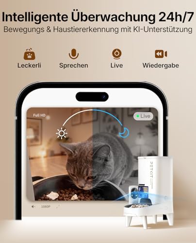 PETKIT YumShare Solo 2 Automatic Feeder with Camera, Face Detection for Multiple Cats, AI Automatic Cat Feeder, 3L Cat Feeder, Automatic Feeder for Cats and Dogs, 2.4 & 5G Wi-Fi