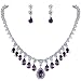 EVER FAITH Women's CZ Elegant Water Drop Dangle Necklace Earrings Set Silver-Tone