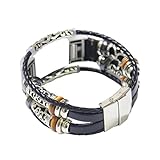 Lovewe Replacement Leather Wristband Band Strap Bracelet For Fitbit Charge 2 (Black)