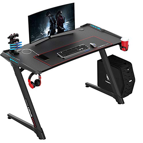 VIT 47 Inch Ergonomic Gaming Desk with RGB LED Lights, ZShaped Office PC Computer