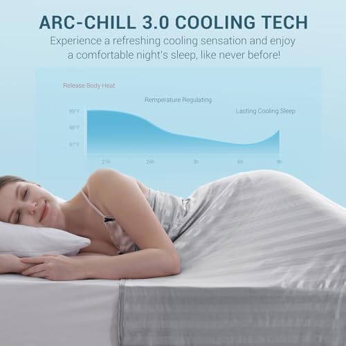 Elegear Couverture Rafraichissante d'été, Fibre de Refroidissement Arc-Chill 3.0 Japonaise Q-Max>0,5 Double Face Absorber Chaleur Corporelle Couverture Ete Légère pour Lit, Gris Clair Rayé 200x220cm