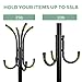 Cozzine Coat Rack Coat Tree Hat Hanger Holder 11 Hooks for Jacket Umbrella Tree Stand with Base Metal (Black)