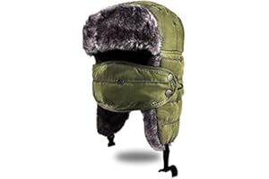 BROTOU Trapper Hat, Winter Warm Trooper Hats with Ear Flaps and Mask, Winter Hat for Men/Women, Fur Lined Ushanka Hat