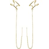 SLUYNZ 925 Sterling Silver Cuff Earrings Threader Chain for Women Crawler Earrings Wrap Earrings