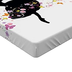 Ambesonne Ballet Fitted Sheet, Silhouette of Dancer