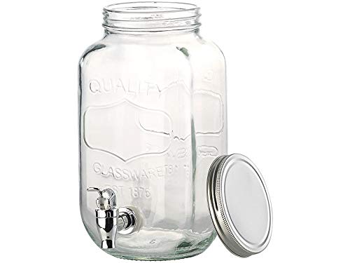 PEARL Wasserspender: Retro-Getränkespender aus Glas, Einmachglas-Look, Zapfhahn, 3,5 Liter (Wasserspender Glas mit Hahn, Glasbehälter mit Zapfhahn, Wasserkanister) – Bild 6