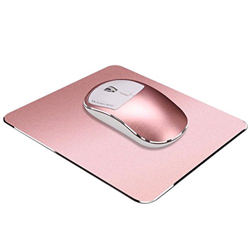 Ounice 2.4G Wireless USB Mute Charging Mouse, Ergonomic Optical Game Mouse + Mouse Pad for Laptop/Desktop/PC (Rose Gold)