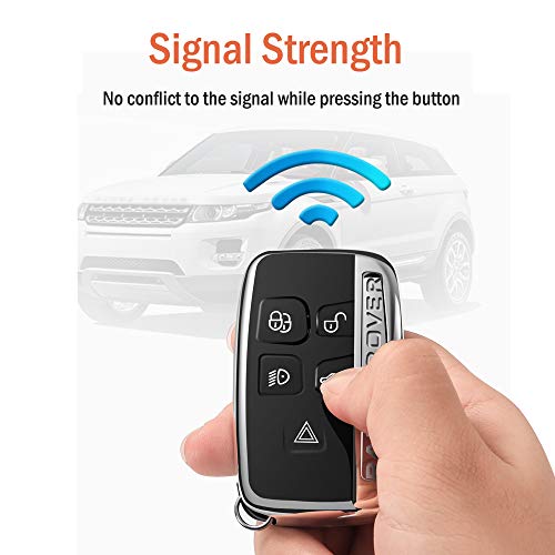Intermerge for Range Rover Key Fob Cover,Key Fob Case for Land Rover Evoque Velar Sport Discovery LR4 Sport and Jaguar XF XJ XE F-PACE F-TYPE 5-Buttons,Premium Soft TPU Protective range rover Key Case - Thumbnail 5