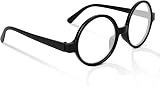Aomig Wizard Round Glasses Black Frame with Clear Lenses Retro Costume Accessory view 8