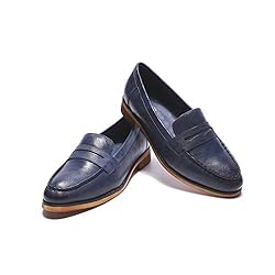 Mona flying Women's Leather Penny Loafer Casual