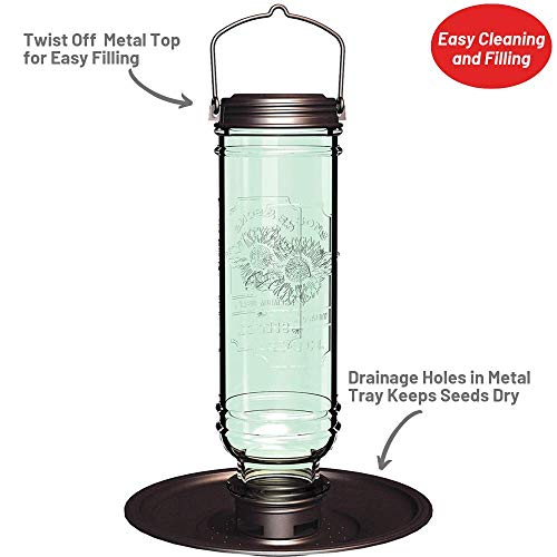 More Birds Songbird Vintage Bird Feeder, Sunflower and Thistle Feeder, 4 Feeding Ports, 1.5 lb Seed Capacity