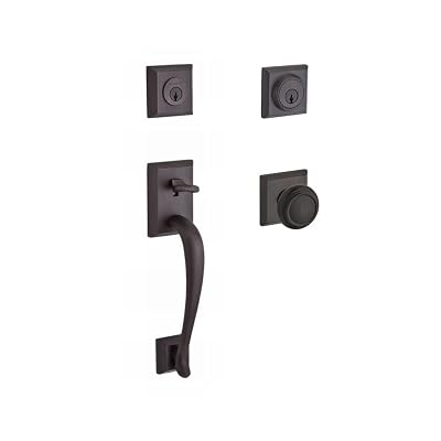 Baldwin DCNAPXTRATSR112 Reserve Double Cylinder Handleset Napa x Traditional with Traditional Square Rose, Aged Bronze Finish