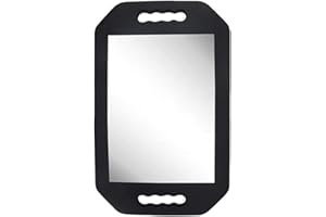 Hand Mirror with Double Handle - Rectangular Handheld Mirrors for Barbershop - Foam Barber Mirror for Hair Equipment Hairstyl